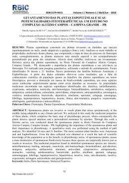 LEVANTAMENTO DAS PLANTAS ESPONT&Acirc;NEAS E SUAS