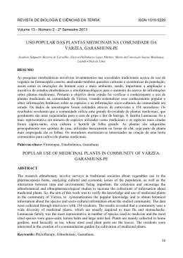 USO POPULAR DAS PLANTAS MEDICINAIS NA COMUNIDADE