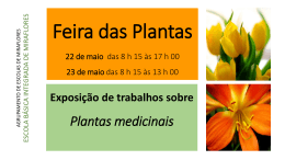 Feira das Plantas 22 de maio das 8 h 15 às 17 h 00