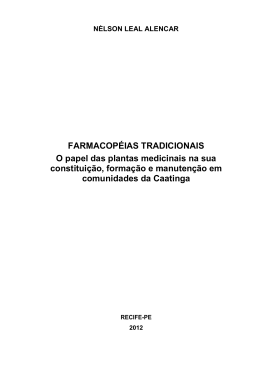 FARMACOP&Eacute;IAS TRADICIONAIS O papel das plantas medicinais