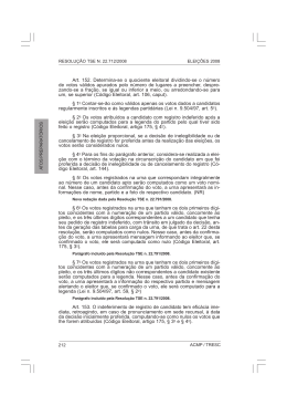 Art. 152. Determina-se o quociente eleitoral dividindo