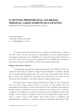 O sistema proporcional no Brasil: origens, caracter&iacute;sticas e efeitos