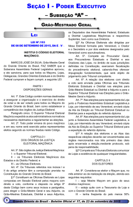 &ndash; SUBSE&Ccedil;&Atilde;O &ldquo;A&rdquo; &ndash; - Grande Oriente do Brasil