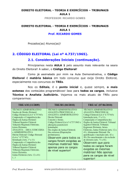 2. C&Oacute;DIGO ELEITORAL (Lei n&ordm; 4.737/1965). 2.1. Considera&ccedil;&otilde;es