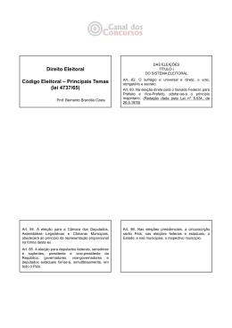 Direito Eleitoral C&oacute;digo Eleitoral Principais Temas C&oacute;digo Eleitoral