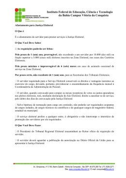 Afastamento para Justi&ccedil;a Eleitoral.