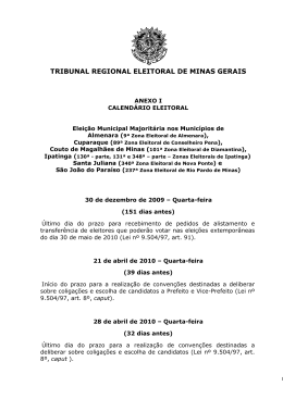 calendário eleitoral - Tribunal Regional Eleitoral de Minas Gerais