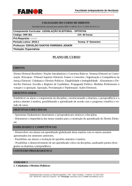 Legisla&ccedil;&atilde;o Eleitoral &ndash; Optativa 1