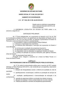 Lei de Diretrizes Or&ccedil;ament&aacute;rias (LDO) - GP Par&aacute;