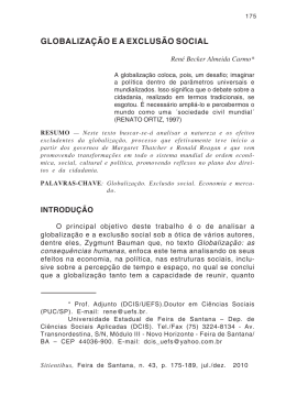 GLOBALIZAÇÃO E A EXCLUSÃO SOCIAL Globalization and