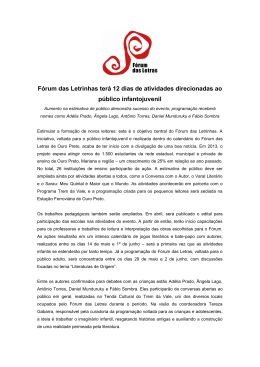 F&oacute;rum das Letrinhas ter&aacute; 12 dias de atividades direcionadas ao