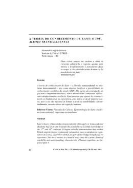 A teoria do conhecimento de Kant - Instituto de F&iacute;sica
