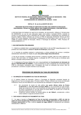 PROCESSO DE ISEN&Ccedil;&Atilde;O DA TAXA DE INSCRI&Ccedil;&Atilde;O