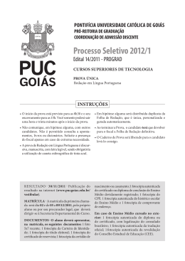 Prova dos Cursos Tecnológicos PUC-GO 2012