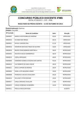 Resultado da prova escrita - Qu&iacute;mica