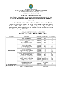 Edital N&deg;09 de 09 de Fevereiro de 2015 - Resultado