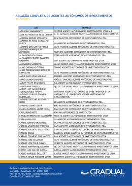 relação completa de agentes autônomos de investimentos