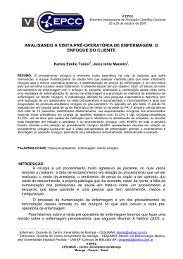 analisando a visita pr&eacute;-operat&oacute;ria de enfermagem: o