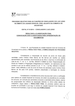 Edital da Comarca de Encantado - Resultado e Classifica&ccedil;&atilde;o Final