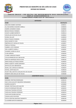 Anexo &Uacute;nico do Edital de Homologa&ccedil;&atilde;o das Inscri&ccedil;&otilde;es
