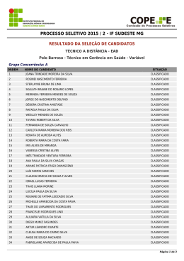 PROCESSO SELETIVO 2015 / 2