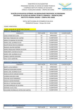 Resultado Final do Edital N&ordm; 001/2014