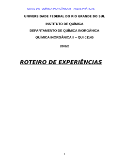 R OTEIRO DE EXPERI&Ecirc;NCIAS