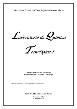 Laborat&oacute;rio de Qu&iacute;mica Tecnol&oacute;gica I