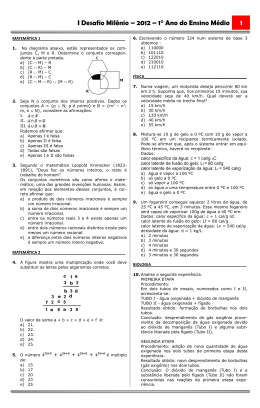 I Desafio Mil&ecirc;nio &ndash; 2012 &ndash; 1&deg; Ano do Ensino M&eacute;dio 1