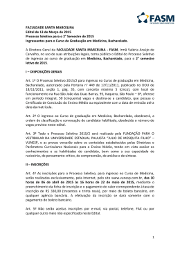 FACULDADE SANTA MARCELINA Edital de 13 de Março de 2015