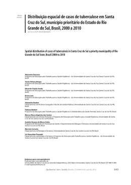 Distribui&ccedil;&atilde;o espacial de casos de tuberculose em Santa Cruz do