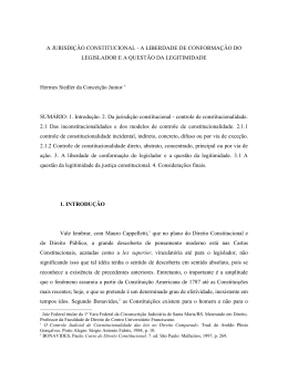 a liberdade de conforma&ccedil;&atilde;o do legislador e a quest&atilde;o da legitimidade