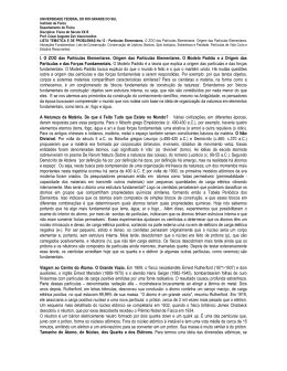 I. O ZOO das Part&iacute;culas Elementares. Origem das Part&iacute;culas