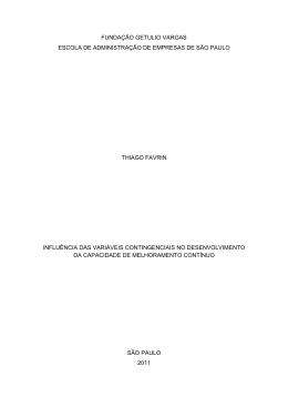 Influ&ecirc;ncia das Vari&aacute;veis Contingenciais no