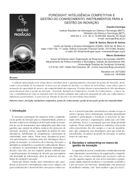 foresight, intelig&ecirc;ncia competitiva e gest&atilde;o do conhecimento