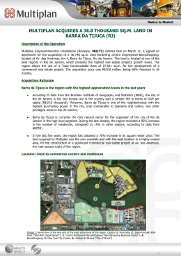 multiplan acquires a 36.8 thousand sq.m. land in barra da tijuca (rj)