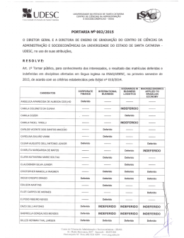 Resultado das matr&iacute;culas deferidas e indeferida sem - Esag