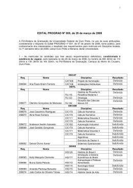 EDITAL PROGRAD N&ordm; 005, de 20 de mar&ccedil;o de 2008 Deferido