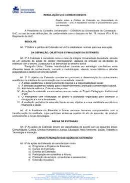 Resolução UnC - CONSUN 040/2014 Política de Extensão na UnC