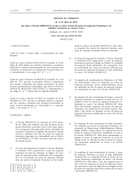 Decis&atilde;o da Comiss&atilde;o, de 12 de Maio de 2010, que