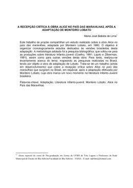 A RECEP&Ccedil;&Atilde;O CR&Iacute;TICA &Agrave; OBRA ALICE NO PA&Iacute;S DAS