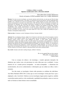 A leitura, o leitor e a escola... Algumas considera&ccedil;&otilde;es sobre a