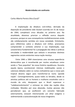 Modernidades em confronto Carlos Alberto Pereira Silva