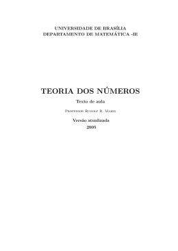 Teoria dos N&uacute;meros - Departamento de Matem&aacute;tica