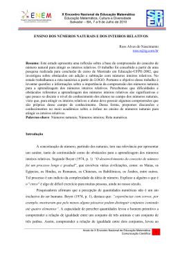 ensino dos n&uacute;meros naturais e dos inteiros relativos