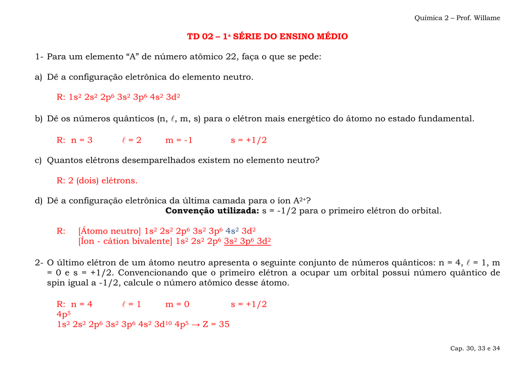 Para Um Elemento A De Numero Atomico 22