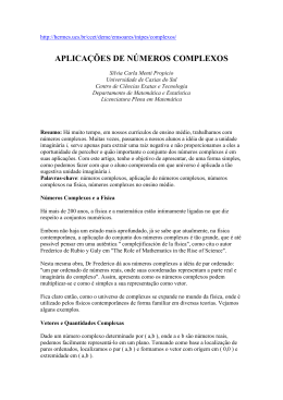 APLICA&Ccedil;&Otilde;ES DE N&Uacute;MEROS COMPLEXOS