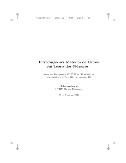 Introdu&ccedil;&tilde;ao aos M&eacute;todos de Crivos em Teoria dos N&uacute;meros