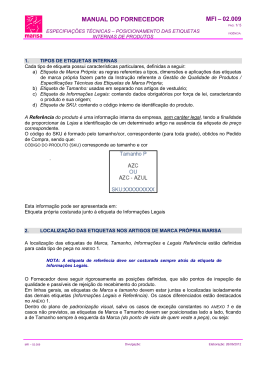 Posicionamento das etiquetas internas de produtos