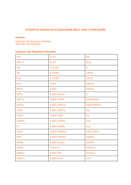 ETIQUETAS USADAS NO ETIQUETADOR BRILL PARA O